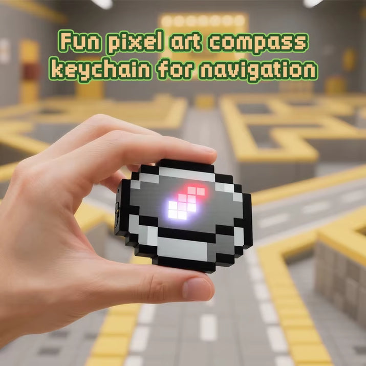 Compass Pixel Wind Peripheral Design Toy Trinket Use Movable Compass Keychain Pendant Real-World Use Toys Fans Gift